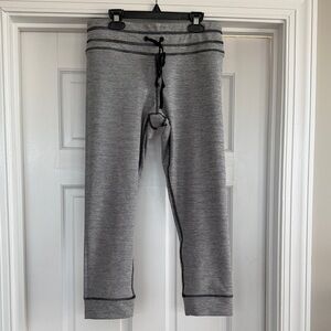 New York & Company Heather Gray Leggings with Black Accents
